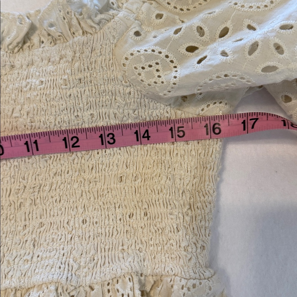 Cleobella Ivory Eyelet Smocked Top Dress Organic Cotton Bridal,Graduation Size L - Picture 5 of 9